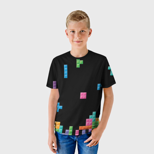 Детская футболка 3D Популярная игра Тетрис, цвет 3D печать - фото 3