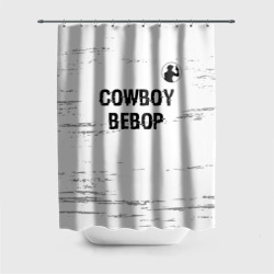 Штора 3D для ванной Cowboy Bebop glitch на светлом фоне: символ сверху