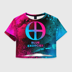 Женская футболка Crop-top 3D Blue Exorcist - neon gradient