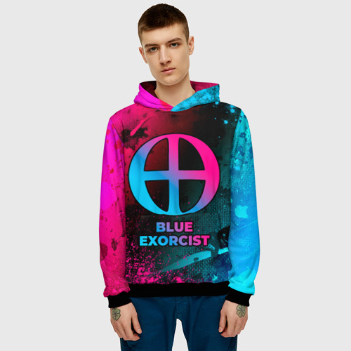 Мужская толстовка 3D Blue Exorcist - neon gradient, цвет черный - фото 3