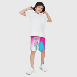 Детские спортивные шорты 3D Blue Exorcist neon gradient style: по-вертикали - фото 2