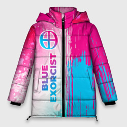 Женская зимняя куртка Oversize Blue Exorcist neon gradient style: по-вертикали