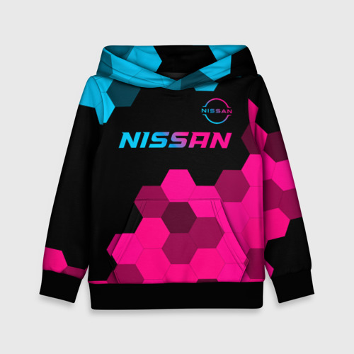 Детская толстовка 3D Nissan - neon gradient: символ сверху, цвет черный