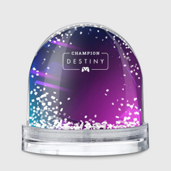 Игрушка Снежный шар Destiny gaming champion: рамка с лого и джойстиком на неоновом фоне