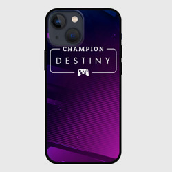 Чехол для iPhone 13 mini Destiny gaming champion: рамка с лого и джойстиком на неоновом фоне