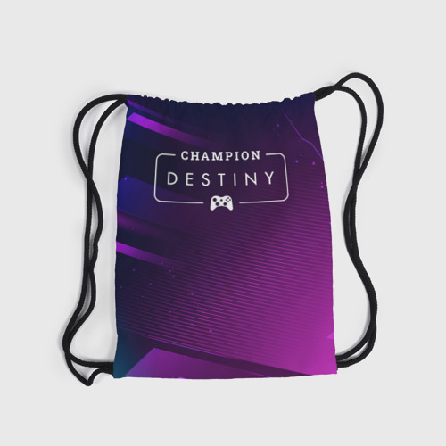 Рюкзак-мешок 3D Destiny gaming champion: рамка с лого и джойстиком на неоновом фоне - фото 6