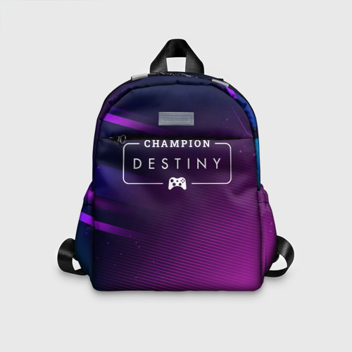 Детский рюкзак 3D Destiny gaming champion: рамка с лого и джойстиком на неоновом фоне