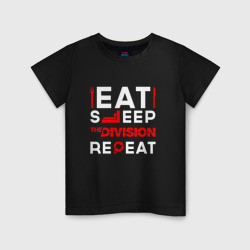 Детская футболка хлопок Надпись eat sleep The Division repeat