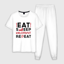 Мужская пижама хлопок Надпись: eat sleep Valorant repeat