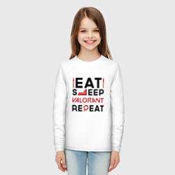 Детский лонгслив хлопок Надпись: eat sleep Valorant repeat - фото 2