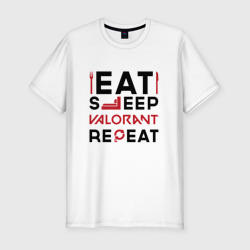 Мужская футболка хлопок Slim Надпись: eat sleep Valorant repeat