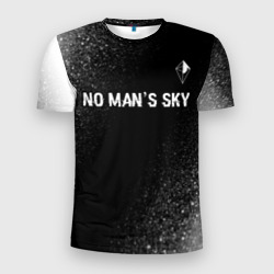 Мужская футболка 3D Slim No Man's Sky glitch на темном фоне: символ сверху