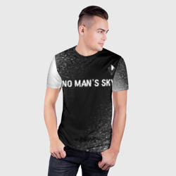 Мужская футболка 3D Slim No Man's Sky glitch на темном фоне: символ сверху - фото 2