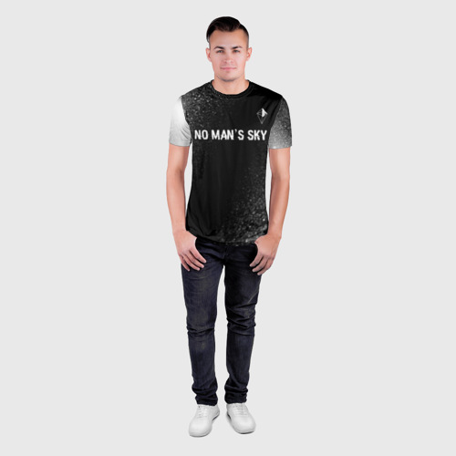 Мужская футболка 3D Slim No Man's Sky glitch на темном фоне: символ сверху, цвет 3D печать - фото 4
