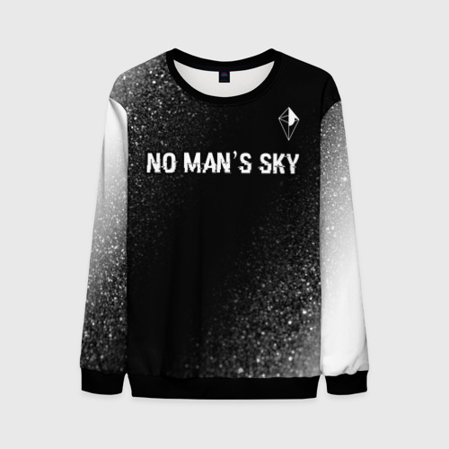Мужской свитшот 3D No Man's Sky glitch на темном фоне: символ сверху, цвет черный