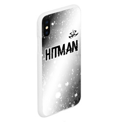 Чехол для iPhone XS Max матовый Hitman glitch на светлом фоне: символ сверху - фото 2