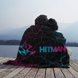 Плед с принтом Hitman - neon gradient: надпись и символ для любого человека, вид спереди №3. Цвет основы: 3d (велсофт)