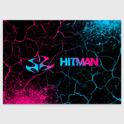 Поздравительная открытка Hitman - neon gradient: надпись и символ