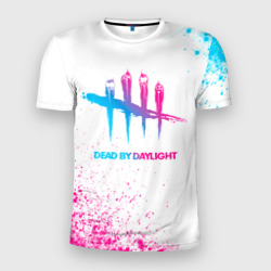 Мужская футболка 3D Slim Dead by Daylight neon gradient style