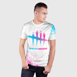 Мужская футболка 3D Slim Dead by Daylight neon gradient style - фото 2