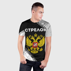 Мужская футболка 3D Slim Стрелок из России и герб РФ - фото 2