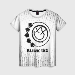 Женская футболка 3D Blink 182 с потертостями на светлом фоне