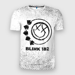 Мужская футболка 3D Slim Blink 182 с потертостями на светлом фоне