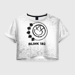 Женская футболка Crop-top 3D Blink 182 с потертостями на светлом фоне