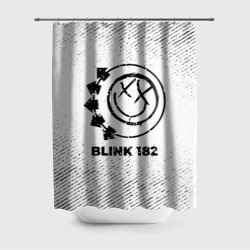 Штора 3D для ванной Blink 182 с потертостями на светлом фоне