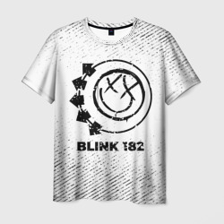 Мужская футболка 3D Blink 182 с потертостями на светлом фоне