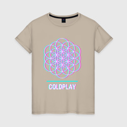 Светящаяся женская футболка Coldplay glitch rock
