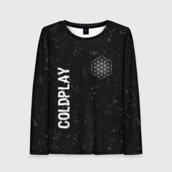 Женский лонгслив 3D Coldplay glitch на темном фоне: надпись, символ