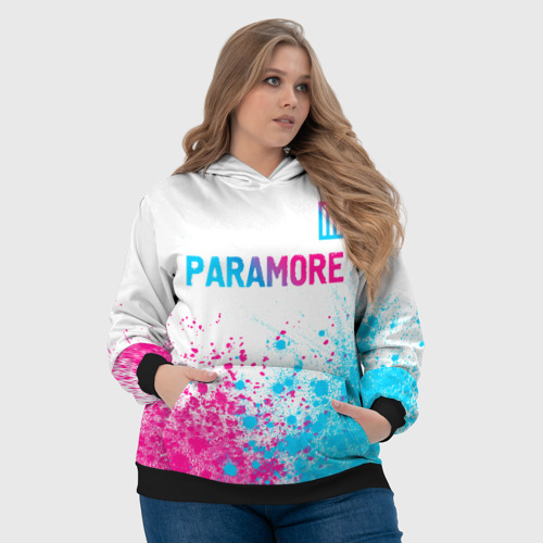 Женская толстовка 3D Paramore neon gradient style: символ сверху, цвет 3D печать - фото 6