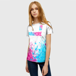 Женская футболка 3D Paramore neon gradient style: символ сверху - фото 2