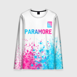 Мужской лонгслив 3D Paramore neon gradient style: символ сверху