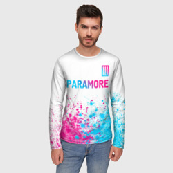 Мужской лонгслив 3D Paramore neon gradient style: символ сверху - фото 2