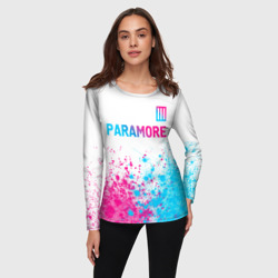 Женский лонгслив 3D Paramore neon gradient style: символ сверху - фото 2