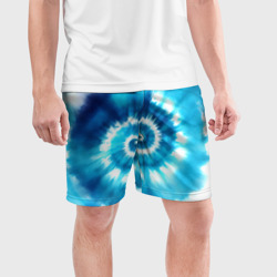 Мужские шорты спортивные Тай-дай: бело-голубая спираль - фото 2