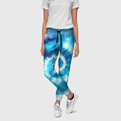 Женские брюки 3D Тай-дай: бело-голубая спираль - фото 2