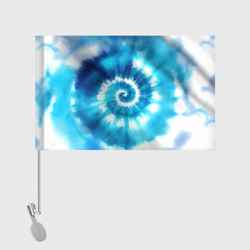 Флаг для автомобиля Тай-дай: бело-голубая спираль - фото 2