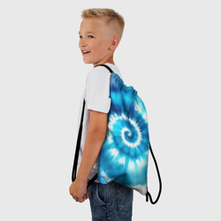 Рюкзак-мешок 3D Тай-дай: бело-голубая спираль - фото 2
