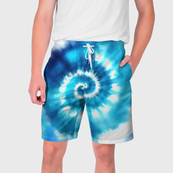 Мужские шорты 3D Тай-дай: бело-голубая спираль