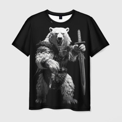 Мужская футболка 3D Белый медведь воин