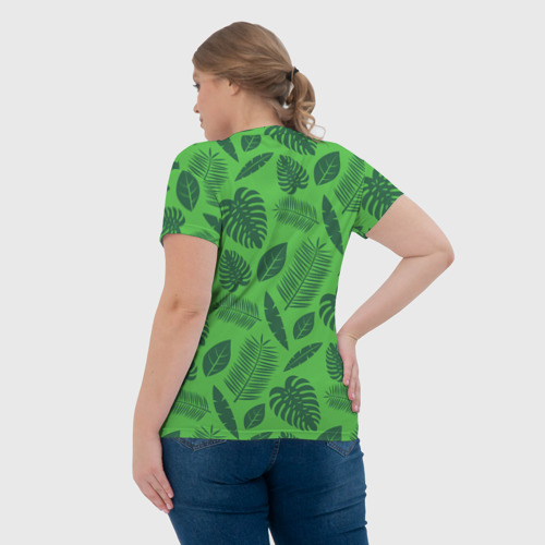 Женская футболка 3D Зеленые листики, цвет 3D печать - фото 7