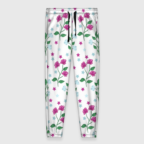 Женские брюки 3D с принтом Stars flowers, вид спереди #2
