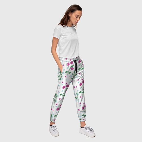 Женские брюки 3D с принтом Stars flowers, вид сбоку #3