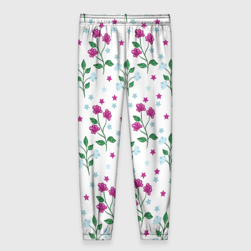Женские брюки 3D с принтом Stars flowers, вид сзади #1
