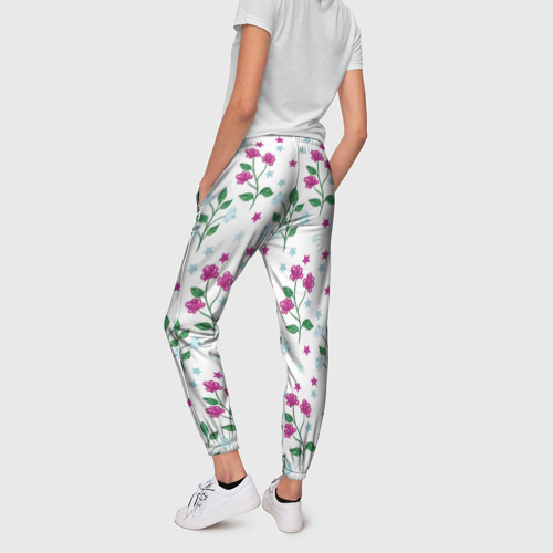 Женские брюки 3D с принтом Stars flowers, вид сзади #2