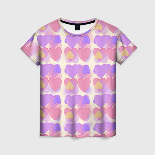 Женская футболка 3D Нежные сердечки, цвет 3D печать