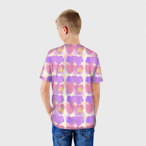 Детская футболка 3D Нежные сердечки, цвет 3D печать - фото 4